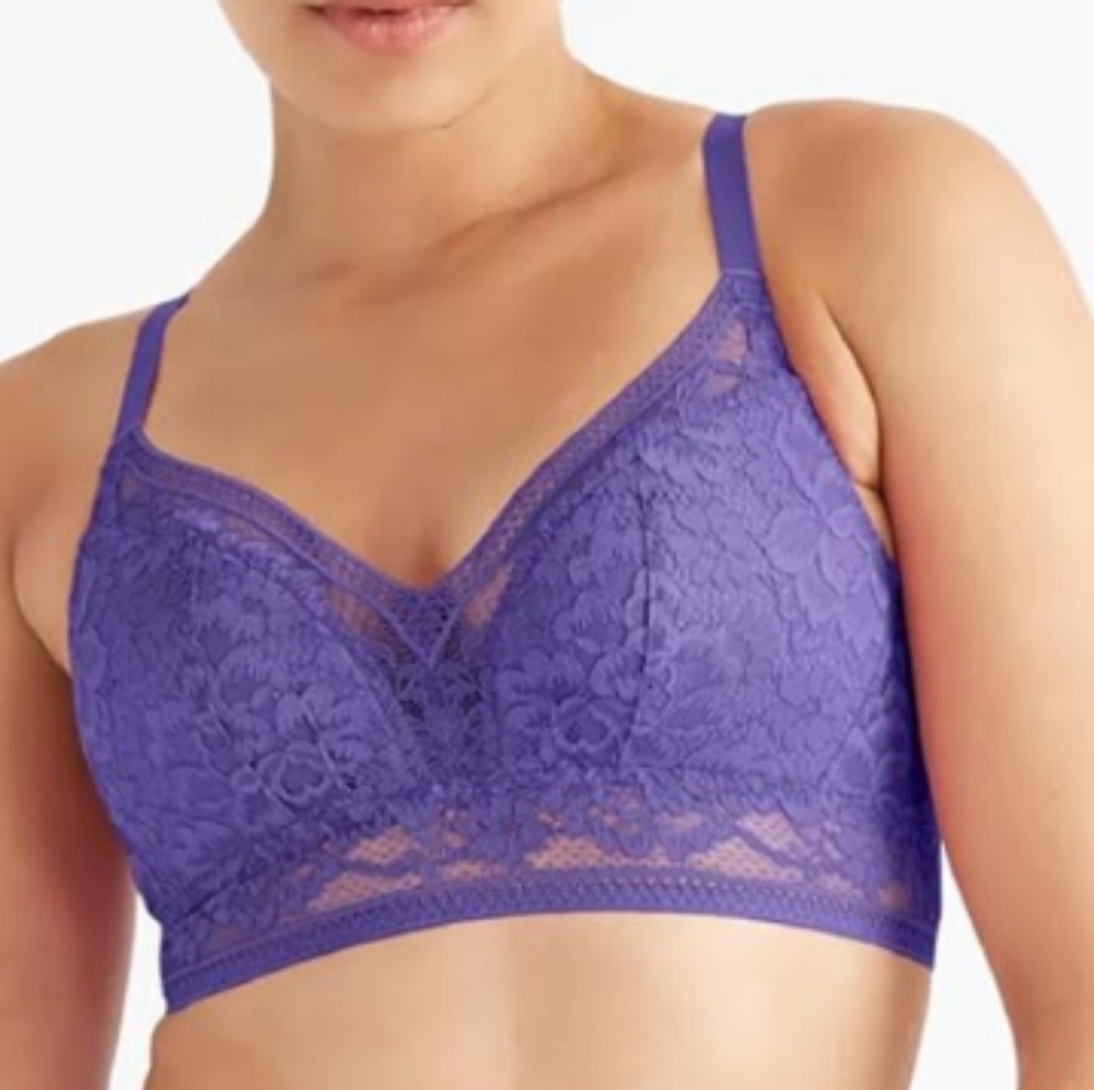 Knix Longline Wireless Bra Lace Bustier purple blue size S++